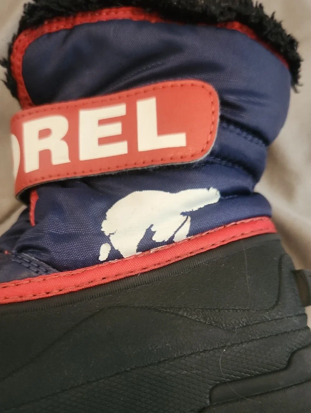 Sorel Navy & Red Insulated Kids Snow Boots